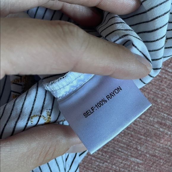 June & Delancey Cheetah Stripe Office Top Button Down Shirt - Picture 9 of 9